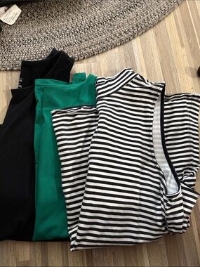 Women's torrid Black, Green & Black-White Stripe Sleeveless Tops - Multi-Pack